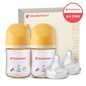 더블하트 모유실감 헤리티지 한글 160ml 트윈팩세트(젖병2개+젖꼭지2입)