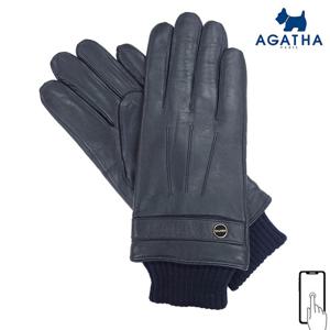 아가타 남성용 네이비 컬러 스마트터치 가죽장갑 MAGH504