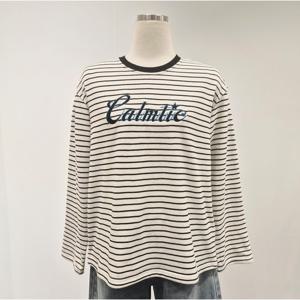 [비지트인뉴욕]넥 배색 롱슬리브 스트라이프 티셔츠 VC3LT70