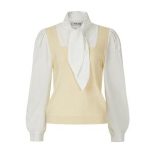 [포커스]스퀘어 니트 레이어드 타이 블라우스 PBVFF6S1BL5101