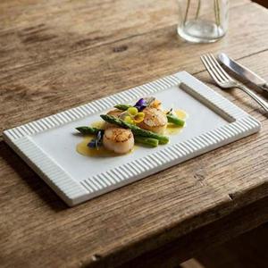 이천도자기 달 화이트 격자무늬 직사각접시 22.5cm 식기 그릇 플레이트 대접시