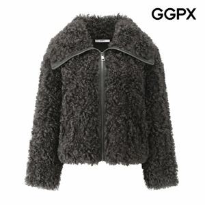 [GGPX] 푸들 퍼 빅 카라 레더 배색 자켓 (GQ1JK011F)