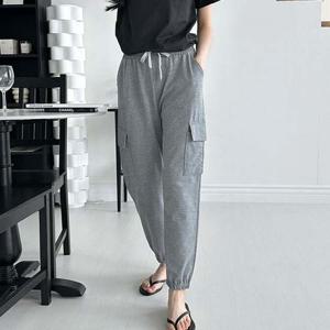 여성 데일리 카고 밴딩 조거팬츠 1P 캐주얼 면바지