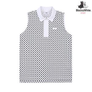 [블랙앤화이트] 여성 기하학 패턴 민소매 티셔츠 LS9801XX_WHITE