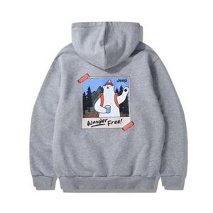 지프 남녀공용 베어 그래픽 하프넥 후드티 JP4THU213MG
