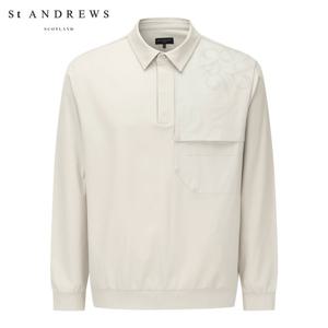 [세인트앤드류스] 남성 우븐 건플랩 카라 긴팔티셔츠 811F1TO004_BG