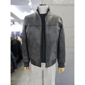 바쏘옴므 세이브존03 바쏘옴므 남자 천연 가죽 구스 차콜 블루종 점퍼 WSATZ4UB14A