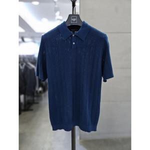 바쏘옴므 세이브존03 바쏘옴므 25 블루네이비 크로셰 매쉬 PK카라 반팔니트 WSAGZ2WT33A