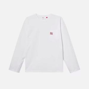 윌슨긴팔티 VQA W241001LTL21-WHT 남성 플래그 포켓 긴팔 티셔츠