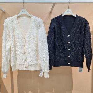 라티움 HC34 봄간절기 앞오픈형장미꽃레이스퀴노아짧은니트가디건 T2613cd08