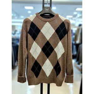 바쏘옴므 세이브존03 바쏘옴므 24FW 세미오버핏 울혼방 아가일 체크 니트 WSAGY3WR46AA