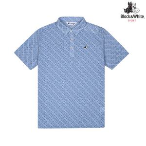 [블랙앤화이트] 남성 반팔 전판 프린트 티셔츠 9695GZPP_BLUE