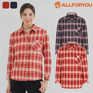 올포유 블라우스 셔츠 체크 카라 봄 가을 여성