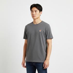 메종키츠네 반팔티셔츠 폭스 헤드 패치 레귤러 남성 다크그레이 멜란지 LM00104KJ0008-H170