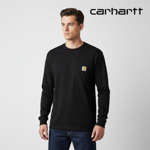 칼하트 남성 긴팔티셔츠 워크웨어 포켓 롱 슬리브 블랙 K126-BK