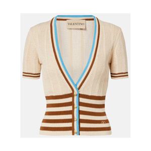 발렌티노 오픈 니트 스트라이프 코튼 카디건 P01107867