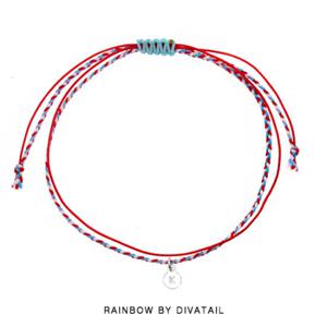 [RAINBOW발찌]92.5 Silver Initial Red Mix Misanga Anklet