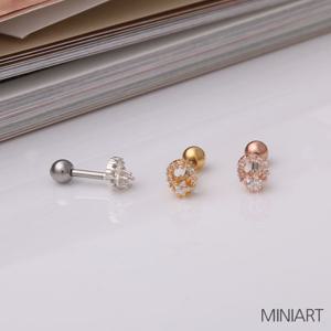 [미니아트] 라운드 별 큐빅 라인 데일리 써지컬 피어싱 한쪽