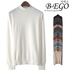 [비에고]Y705_울혼방 베이직 니트 반폴라