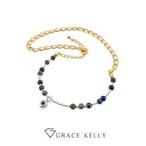 [그레이스켈리]실버볼 블루 킹스톤 슬림 팔찌