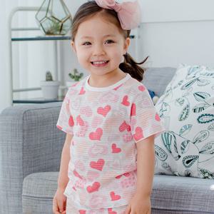 꼬마친구 핑크하트 5부쟈가드 아동내의 실내복