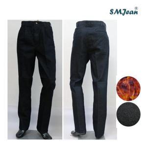 SMJ137k 주름 블랙 기모 청바지 중년 남성 겨울청바지 일자 남자