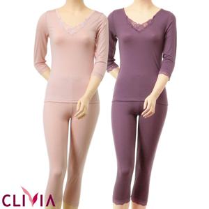 크리비아 라이오셀섬유 장미모티브 7부내의 상하 cwi4703S