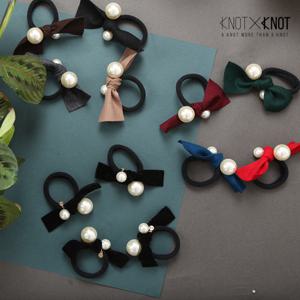 [KNOTXKNOT] 언발란스 왕진주 모직리본 헤어밴드 고무줄
