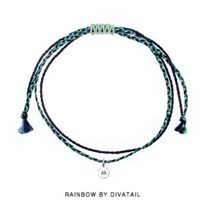 [RAINBOW발찌]92.5 Silver Initial Navy Mix Misanga Anklet