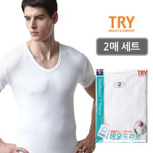[TRY] 남성 데오도란트 반팔 런닝 국내생산 코튼 땀냄새방지 남자런닝 2매세트