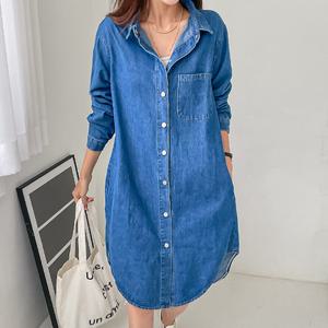 [나크21] (55~88) 데님 롱 셔츠 원피스 NK11-O-29 /빅사이즈