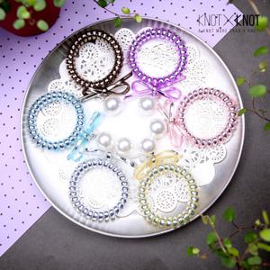 [KNOTXKNOT] 2p 왕진주 리본 스프링 밴드 머리끈