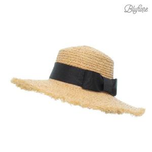 [블루피오레] 블랙리본 라피아 밀집모자 BFH435