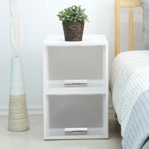 화인 스텝리빙박스 플라스틱 옷수납함 40(2호) 반투명 화이트