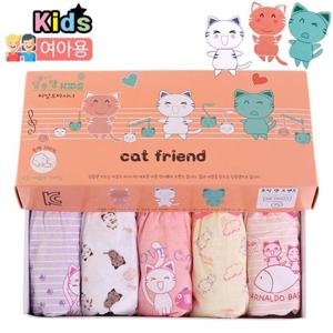 [아동팬티] 아놀도 뮤직캣프렌즈 여삼각 5매/여아팬티/유아팬티