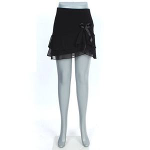 [쿠비카][쿠비카]쉬폰 리본포인트 랩 스커트 NCS-BLK003