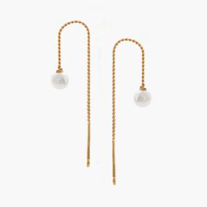 제이로렌 9M01619 진주 관통형 롱체인 실버귀걸이