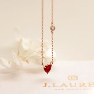제이로렌 9N0882 루비하트 큐빅 로즈골드 목걸이