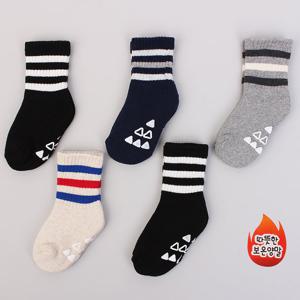 [키즈노리] 펀치파일 아동 겨울양말 5족셋/유아/아기/어린이