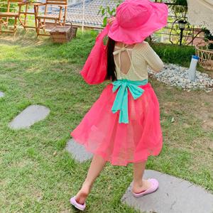 퍼키 여아 아동 시스루 망사 샤 스커트