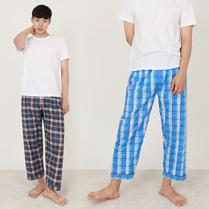 국산 유토피아 패턴 면 파자마 9부 남성용