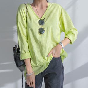 [나크21] (55~120) 긴팔 브이넥 슬라브 티 KO11-T-59