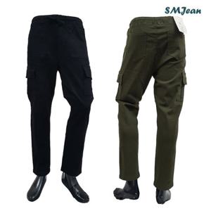 [에스엠진]SMJ307 밴드 카고 바지 일자핏 남자 밴딩 카고 면바지