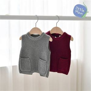 [리틀맘]유아 니트 조끼 (그레이/와인 2종 택 1)
