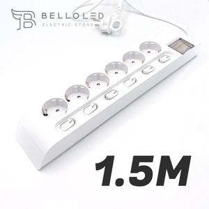 오디세이 멀티탭 디자인멀티탭 개별스위치 절전 6구 1.5M