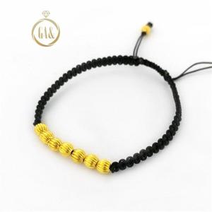 [가앤] 24k순금 호박 주름공 볼 매듭 끈 팔찌 3.75g