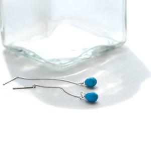 제이로렌 04M02055 컷팅 터키석 실버 체인 귀걸이