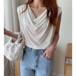 [더폰드]  페미닌 주름 나시 블라우스[8컬러]