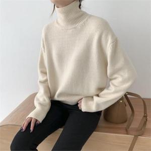 데일리 여성 루나 울 폴라 루즈핏 터틀넥 니트 티셔츠