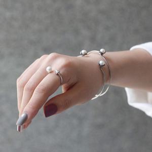 바이데이지 SR064 진주 큐빅 오픈형 실버반지